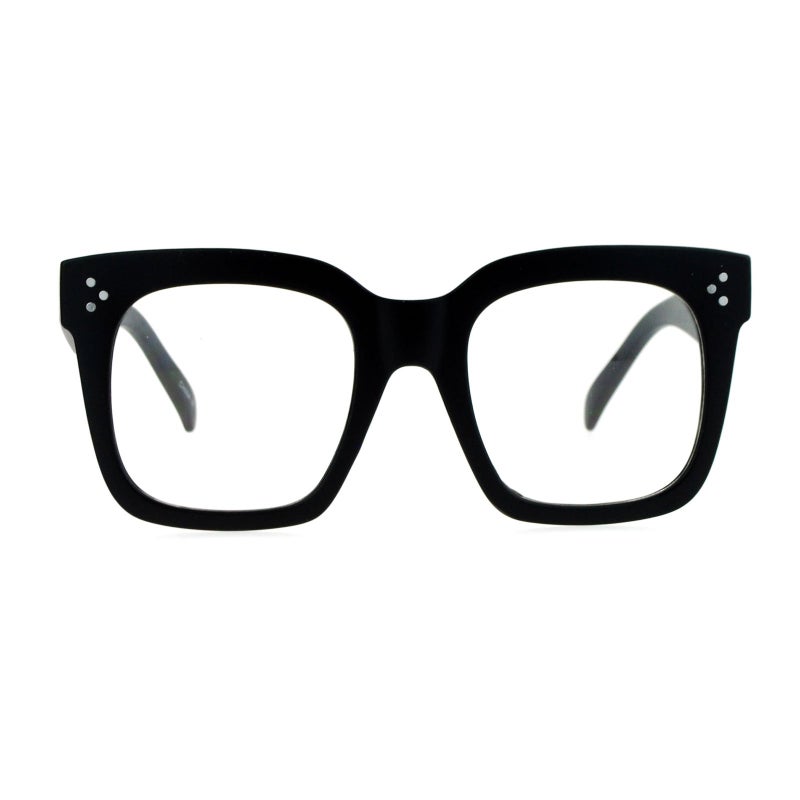 JuicyOrange Super Oversized Clear Lens Glasses Thick Square Fashion Eyeglasses Matte Black - Image 2